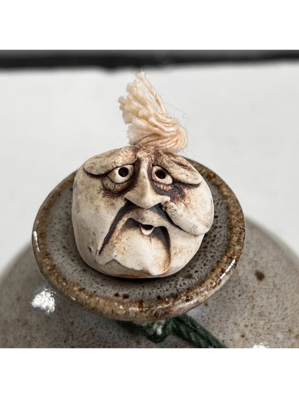 Handmade Ceramic Oil Lamp Michael Linda Soeby Silly Face Stopper signed Studio 5
